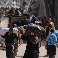 Displaced Palestinians return to destroyed homes in Khan Younis, October 10, 2025.