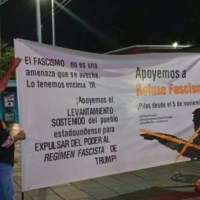 Actions in four cities across Colombia in support of the Call initiated by Refuse Fascism, and open to all, for the Fall of the Trump Fascist Regime starting November 5.
