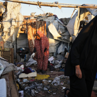Destruction after Israeli army strike on refugee tent camp in Deir al-Balah, Gaza Strip, October 29, 2025.