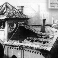 Synagogue destroyed during the Kristallnacht pogrom (the “Night of Broken Glass”), Munich, Germany, November 10, 1938.