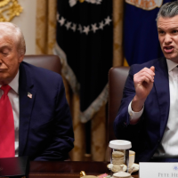 Pete Hegseth and Donald Trump during a Cabinet meeting at the White House, December 2, 2025