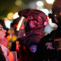 20260209 Portland Oregon, woman shouts at ICE for mudering two people