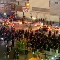 Protesters blocking an intersection during a protest in Tehran, Iran, January 8, 2026.