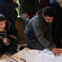 A Palestinian mourns his nephew killed by an Israeli airstrike, January 8, 2026.