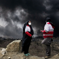 Smoke rises from a U.S.-Israeli strike on an oil factory in Tehran, Iran, March 8, 2026.