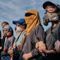 Protesters outside the Delaney Hall detention center in Newark, N.J., May 27, 2026.
