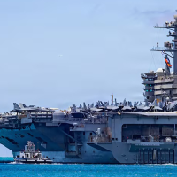 USS Roosevelt, the third aircraft carrier sent to the Middle East, October 2026.