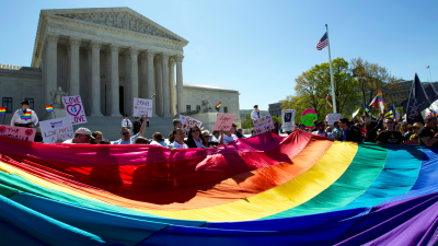 Demonstrators outside Supreme Court, Washington, DC, April 2015.
