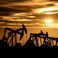 Pump jacks in an oilfield, Midland, Texas