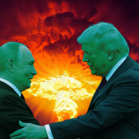 Putin and Trump, with nuclear bomb